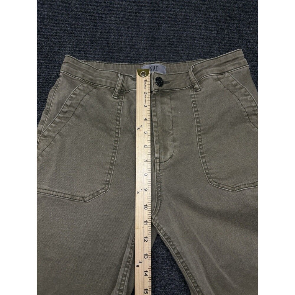 KUT From The Kloth Women Size 8 Wide Leg Pants Olive Green Patch Pocket - Picture 2 of 8